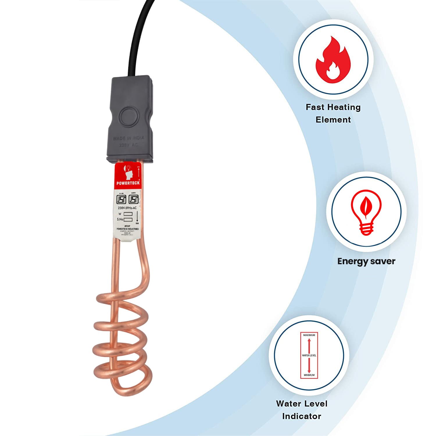 Immersion Rod Normal Water Heater SS with 1 Season Warranty - Image 2