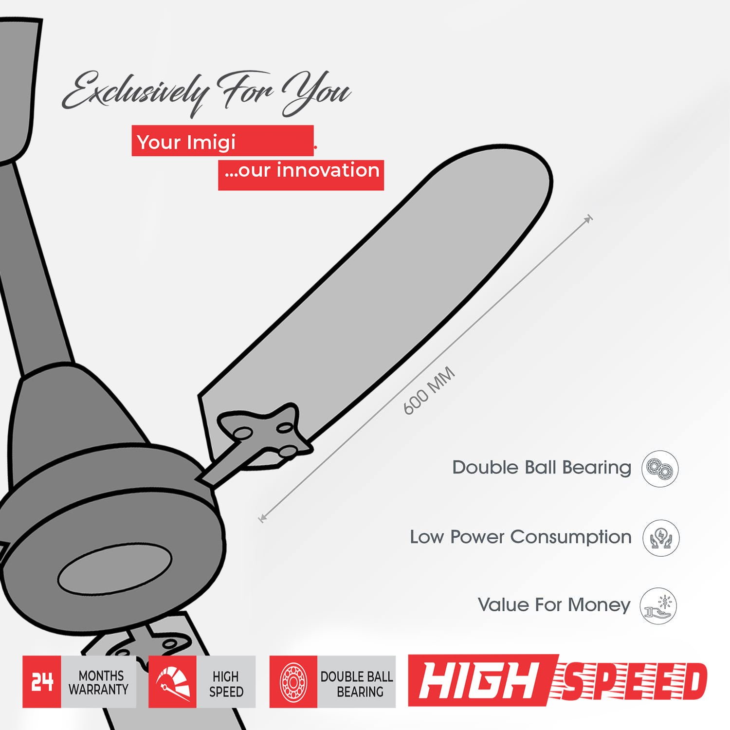 Ceiling Fan Crome 48" Blade Size 390 rpm with 2 year Warranty - Image 3